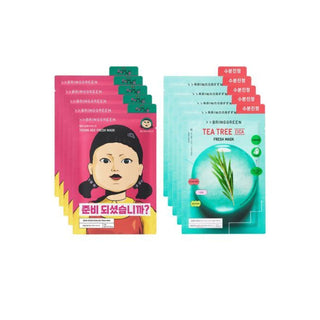 Squid Game 2 X BRINGGREEN Tea Tree Cica & Young Hee Fresh Mask (10 Sheets) - Sk1ntro