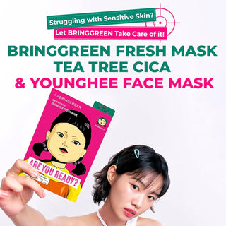BRINGGREEN X Squid Game Tea Tree Cica & Young Hee Fresh Mask (10 Sheets)