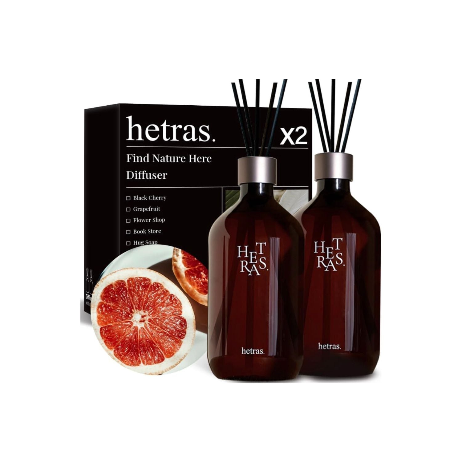 hetras Premium Diffuser Set 500ml*2 - Grapefruit