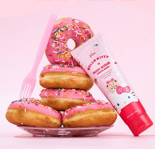 [plu x Hello Kitty] Body Scrub White Musk 200g*2 Set (+Kitty Cleansing Band)