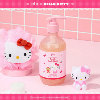 [plu x Hello Kitty] Vita-glow Moisture Radiance Scrub Body Wash Melrose 500ml Set (+Kitty Shower Ball)